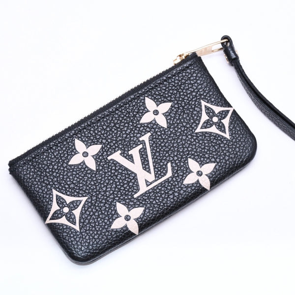 極美品 LOUIS VUITTON ルイヴィトン コインケース モノグラム・アンプラント ノワール ポシェットクレ M80885 ブラック ベージュ 中古 4a006053