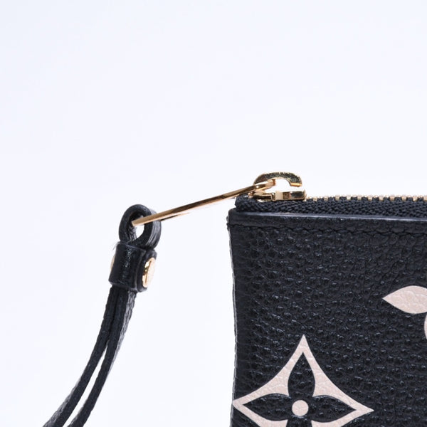 極美品 LOUIS VUITTON ルイヴィトン コインケース モノグラム・アンプラント ノワール ポシェットクレ M80885 ブラック ベージュ 中古 4a006053