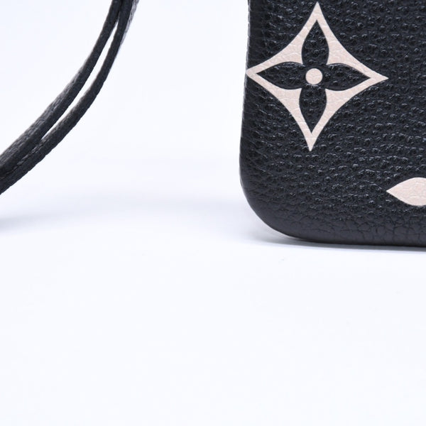 極美品 LOUIS VUITTON ルイヴィトン コインケース モノグラム・アンプラント ノワール ポシェットクレ M80885 ブラック ベージュ 中古 4a006053