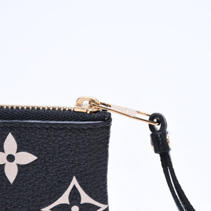 極美品 LOUIS VUITTON ルイヴィトン コインケース モノグラム・アンプラント ノワール ポシェットクレ M80885 ブラック ベージュ 中古 4a006053