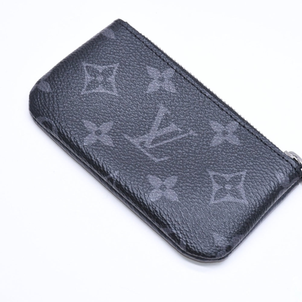 極美品 LOUIS VUITTON ルイヴィトン モノグラム・エクリプス ポシェット・クレ M80905 コインケース ブラック グレー 中古 4a006092