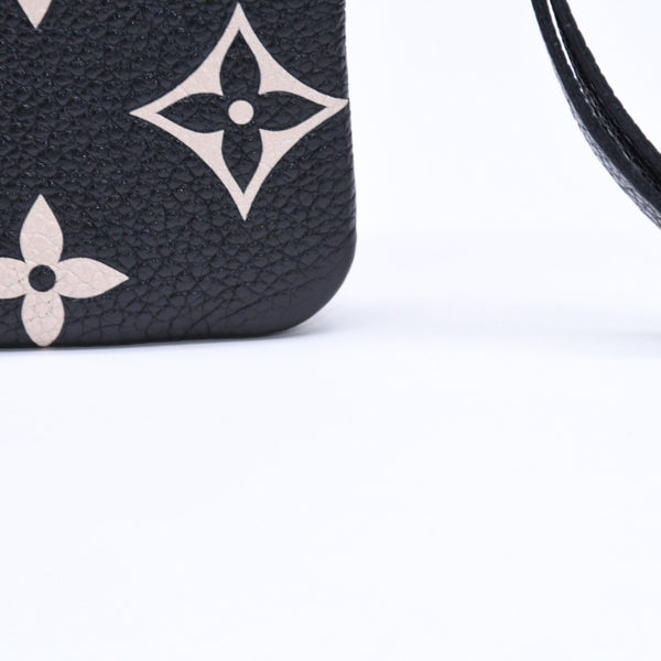 極美品 LOUIS VUITTON ルイヴィトン コインケース モノグラム・アンプラント ノワール ポシェットクレ M80885 ブラック ベージュ 中古 4a006053