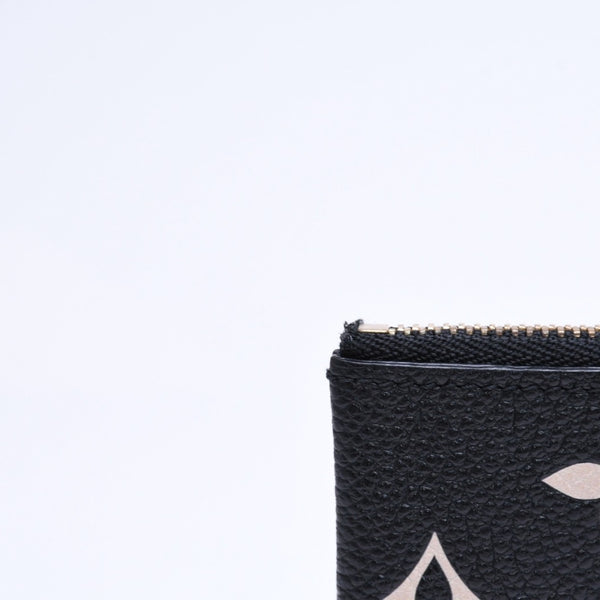 極美品 LOUIS VUITTON ルイヴィトン コインケース モノグラム・アンプラント ノワール ポシェットクレ M80885 ブラック ベージュ 中古 4a006053