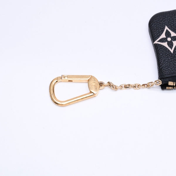 極美品 LOUIS VUITTON ルイヴィトン コインケース モノグラム・アンプラント ノワール ポシェットクレ M80885 ブラック ベージュ 中古 4a006053