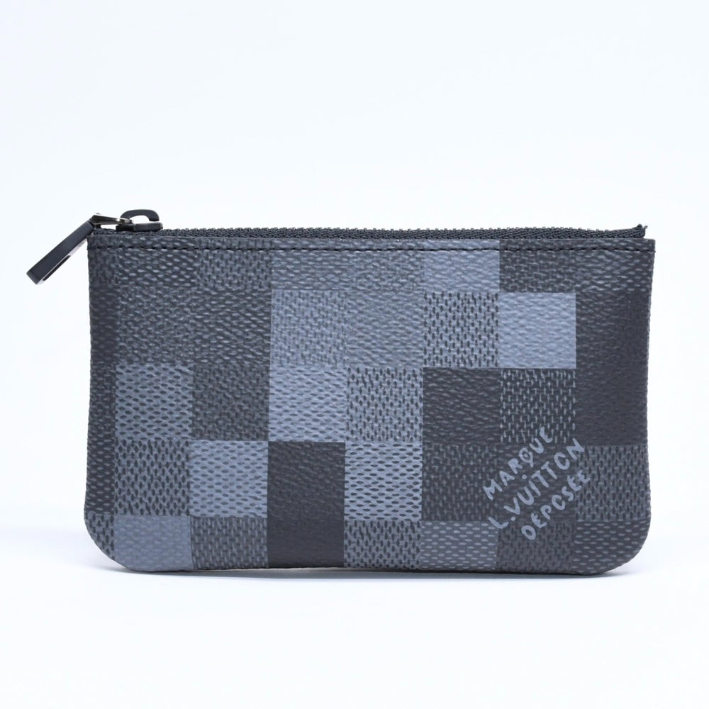 新品未使用品 LOUIS VUITTON ルイヴィトン コインケース ダモフラージュ・キャンバス ポシェットクレ M28666 ブラック グレー 中古 4a006091