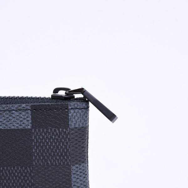 新品未使用品 LOUIS VUITTON ルイヴィトン コインケース ダモフラージュ・キャンバス ポシェットクレ M28666 ブラック グレー 中古 4a006091