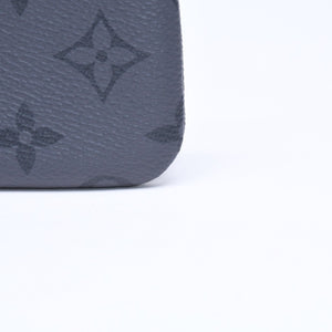 極美品 LOUIS VUITTON ルイヴィトン モノグラム・エクリプス ポシェット・クレ M80905 コインケース ブラック グレー 中古 4a006092