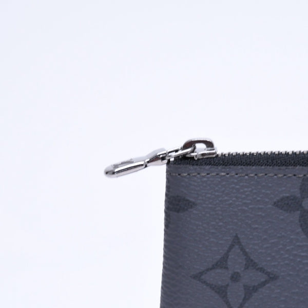極美品 LOUIS VUITTON ルイヴィトン モノグラム・エクリプス ポシェット・クレ M80905 コインケース ブラック グレー 中古 4a006092