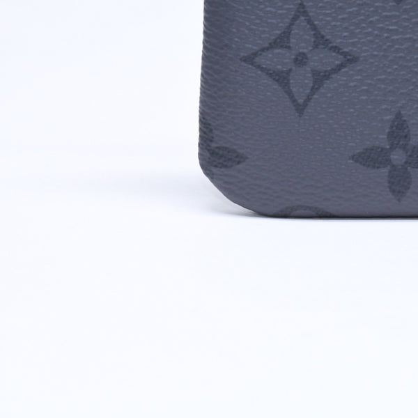 極美品 LOUIS VUITTON ルイヴィトン モノグラム・エクリプス ポシェット・クレ M80905 コインケース ブラック グレー 中古 4a006092