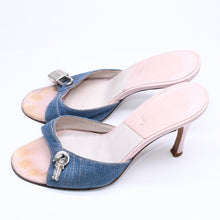Load the image into the gallery viewer. CHRISTIAN DIOR クリスチャンディオール ミュール ヒール サイズ36 イタリア製 デニム ピンク 良品 中古 4a006005