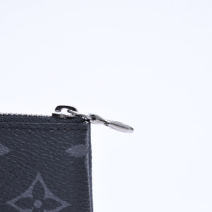 極美品 LOUIS VUITTON ルイヴィトン モノグラム・エクリプス ポシェット・クレ M80905 コインケース ブラック グレー 中古 4a006092