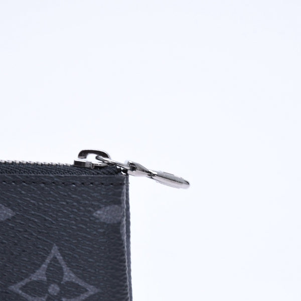 極美品 LOUIS VUITTON ルイヴィトン モノグラム・エクリプス ポシェット・クレ M80905 コインケース ブラック グレー 中古 4a006092