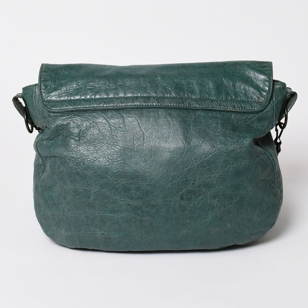 BALENCIAGA バレンシアガ ザフォルク ショルダーバッグ 246432 レザー グリーン ブラックメタル金具 美品 中古 4a005905