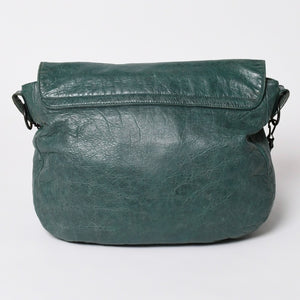 BALENCIAGA バレンシアガ ザフォルク ショルダーバッグ 246432 レザー グリーン ブラックメタル金具 美品 中古 4a005905