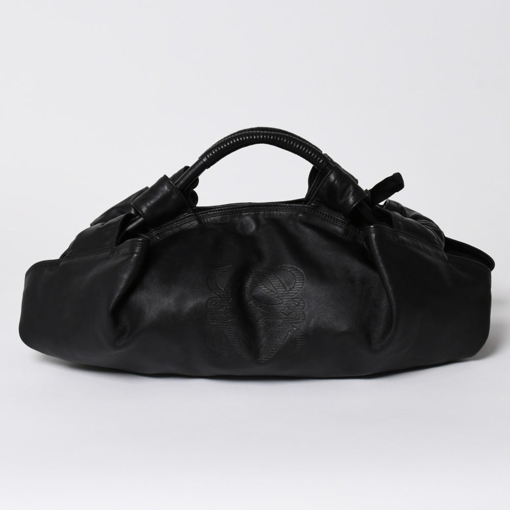 LOEWE ロエベ ハンドバッグ トートバッグ ナッパアイレ ブラック アナグラムエンボス加工 レザー 美品 中古 4a005893
