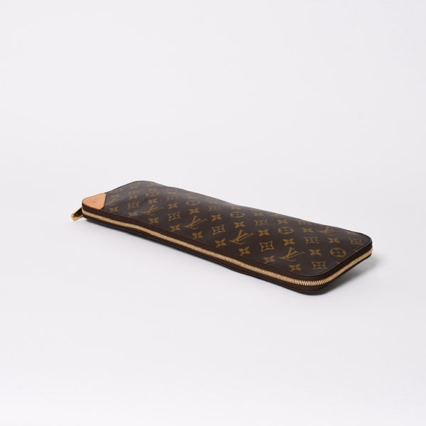 Very good condition LOUIS VUITTON Etuit 5 cravat M47535 Monogram tie case PVC tanned leather used 4a005816