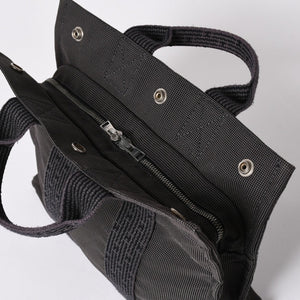 HERMES エルメス エールライン トートバッグ PM ダークグレー ナイロンキャンバス Hモノグラム織り柄 廃盤 シルバー金具 美品 中古 4a005813
