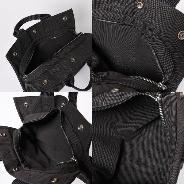 HERMES エルメス エールライン トートバッグ PM ダークグレー ナイロンキャンバス Hモノグラム織り柄 廃盤 シルバー金具 美品 中古 4a005813