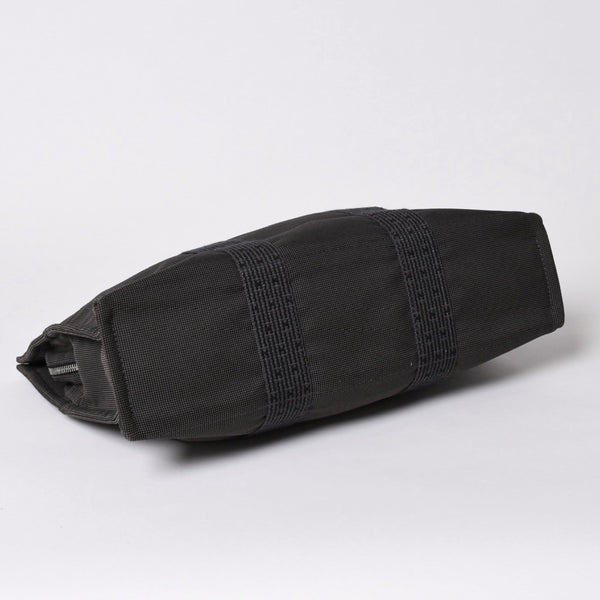 極美品 HERMES エルメス エールライン トート MM ハンドバッグ キャンバス グレー ブラック シルバー金具 中古 4a005812