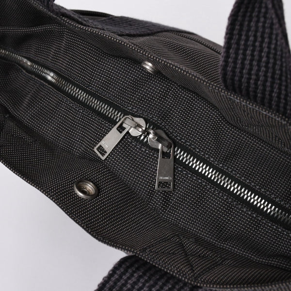極美品 HERMES エルメス エールライン トート MM ハンドバッグ キャンバス グレー ブラック シルバー金具 中古 4a005812
