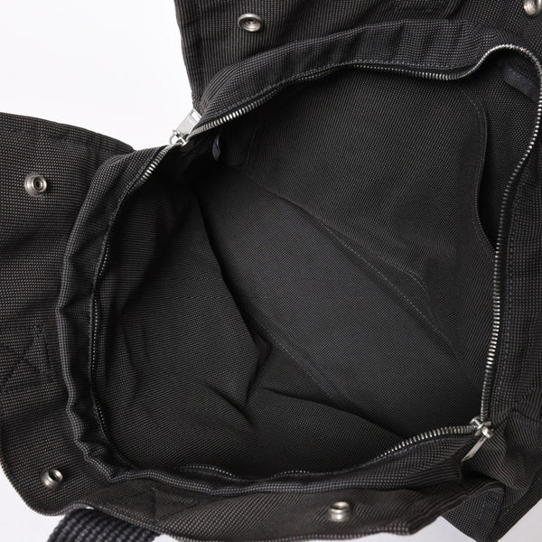極美品 HERMES エルメス エールライン トート MM ハンドバッグ キャンバス グレー ブラック シルバー金具 中古 4a005812