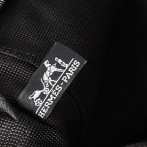 極美品 HERMES エルメス エールライン トート MM ハンドバッグ キャンバス グレー ブラック シルバー金具 中古 4a005812