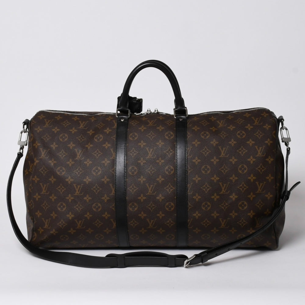極美品 LOUIS VUITTON ルイヴィトン モノグラム・マカサー キーポルバンドリエール55 ボストンバッグ ブラウン ブラック M56714 中古 4a006153