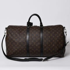 極美品 LOUIS VUITTON ルイヴィトン モノグラム・マカサー キーポルバンドリエール55 ボストンバッグ ブラウン ブラック M56714 中古 4a006153