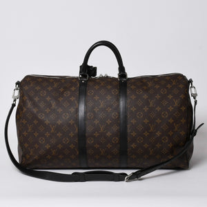 極美品 LOUIS VUITTON ルイヴィトン モノグラム・マカサー キーポルバンドリエール55 ボストンバッグ ブラウン ブラック M56714 中古 4a006153