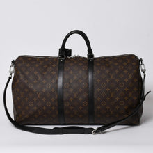 画像をギャラリービューアに読み込む, 極美品 LOUIS VUITTON ルイヴィトン モノグラム・マカサー キーポルバンドリエール55 ボストンバッグ ブラウン ブラック M56714 中古 4a006153