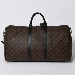 極美品 LOUIS VUITTON ルイヴィトン モノグラム・マカサー キーポルバンドリエール55 ボストンバッグ ブラウン ブラック M56714 中古 4a006153