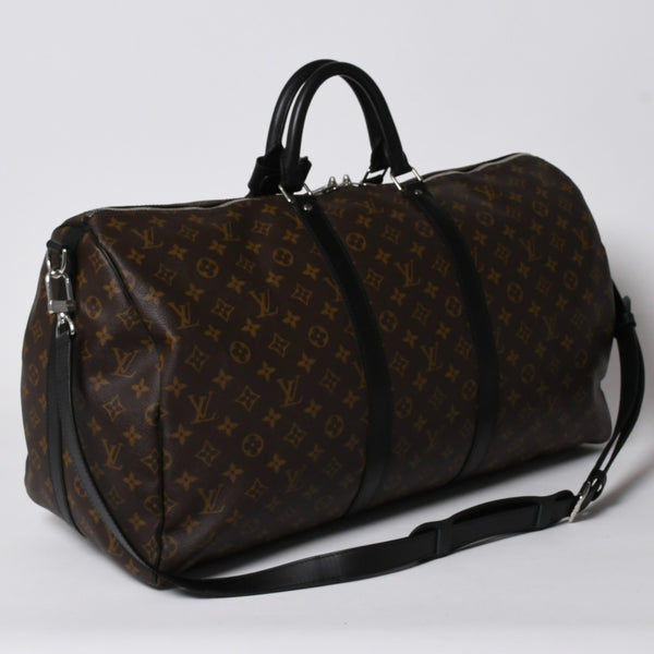 極美品 LOUIS VUITTON ルイヴィトン モノグラム・マカサー キーポルバンドリエール55 ボストンバッグ ブラウン ブラック M56714 中古 4a006153