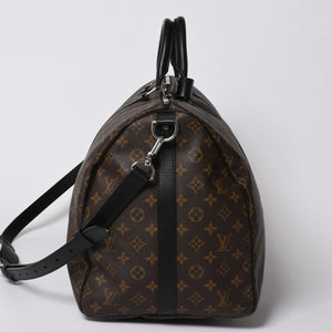 極美品 LOUIS VUITTON ルイヴィトン モノグラム・マカサー キーポルバンドリエール55 ボストンバッグ ブラウン ブラック M56714 中古 4a006153