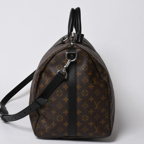 極美品 LOUIS VUITTON ルイヴィトン モノグラム・マカサー キーポルバンドリエール55 ボストンバッグ ブラウン ブラック M56714 中古 4a006153