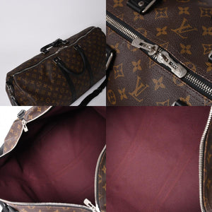 極美品 LOUIS VUITTON ルイヴィトン モノグラム・マカサー キーポルバンドリエール55 ボストンバッグ ブラウン ブラック M56714 中古 4a006153