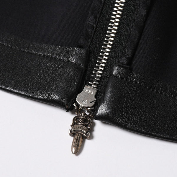 新品同様 CHROME HEARTS クロムハーツ ダブルダガージップ レザーミニスカート サイズS ブラック ラムレザー シルバー925 中古 4a006114