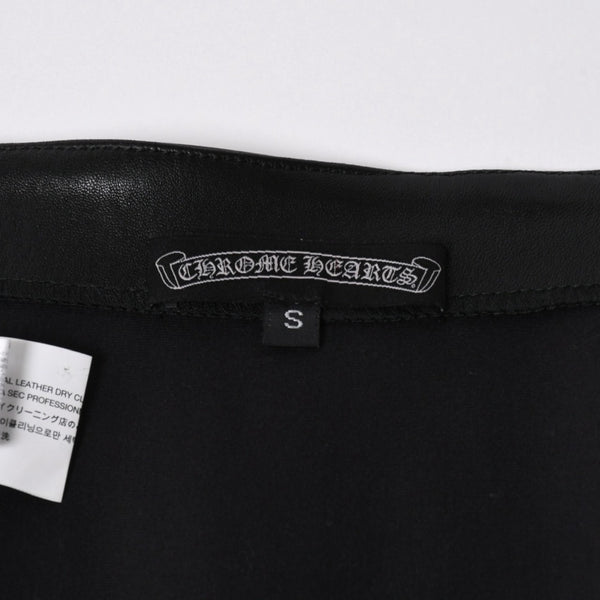 新品同様 CHROME HEARTS クロムハーツ ダブルダガージップ レザーミニスカート サイズS ブラック ラムレザー シルバー925 中古 4a006114