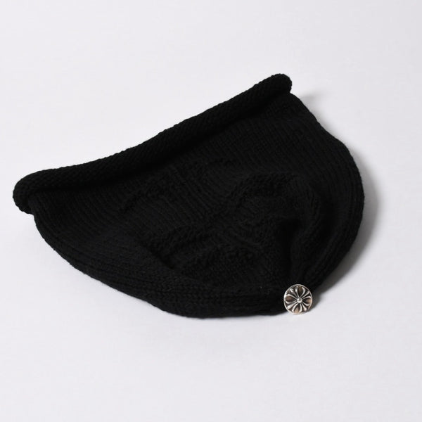 新品未使用 CHROME HEARTS クロムハーツ CASHMERE KNITTED CROSS BEANIE カシミヤ CHクロス ニットビーニー ONE SIZE 24cm 中古 4a005512