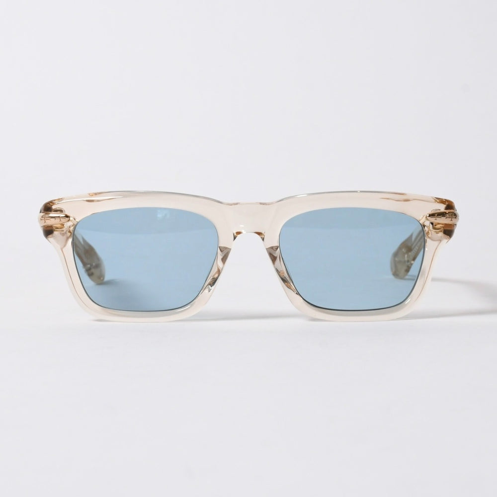 新品同様 CHROME HEARTS クロムハーツ TRYPOLEAGAIN サングラス アイウェア サイズ52□20-146 クロスボール装飾 クリア ブルー 中古 4a006159