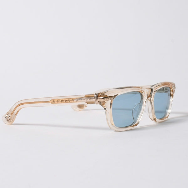 新品同様 CHROME HEARTS クロムハーツ TRYPOLEAGAIN サングラス アイウェア サイズ52□20-146 クロスボール装飾 クリア ブルー 中古 4a006159