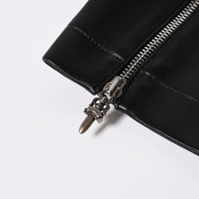 画像をギャラリービューアに読み込む, 新品同様 CHROME HEARTS クロムハーツ ダブルダガージップ レザーミニスカート サイズS ブラック ラムレザー シルバー925 中古 4a006114