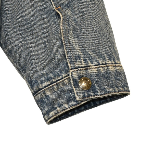 MIUMIU ミュウミュウ ボンバー フーデッドジャケット GWB190 サイズ38 デニム ブルー ロゴパッチ 美品 中古 4a006328