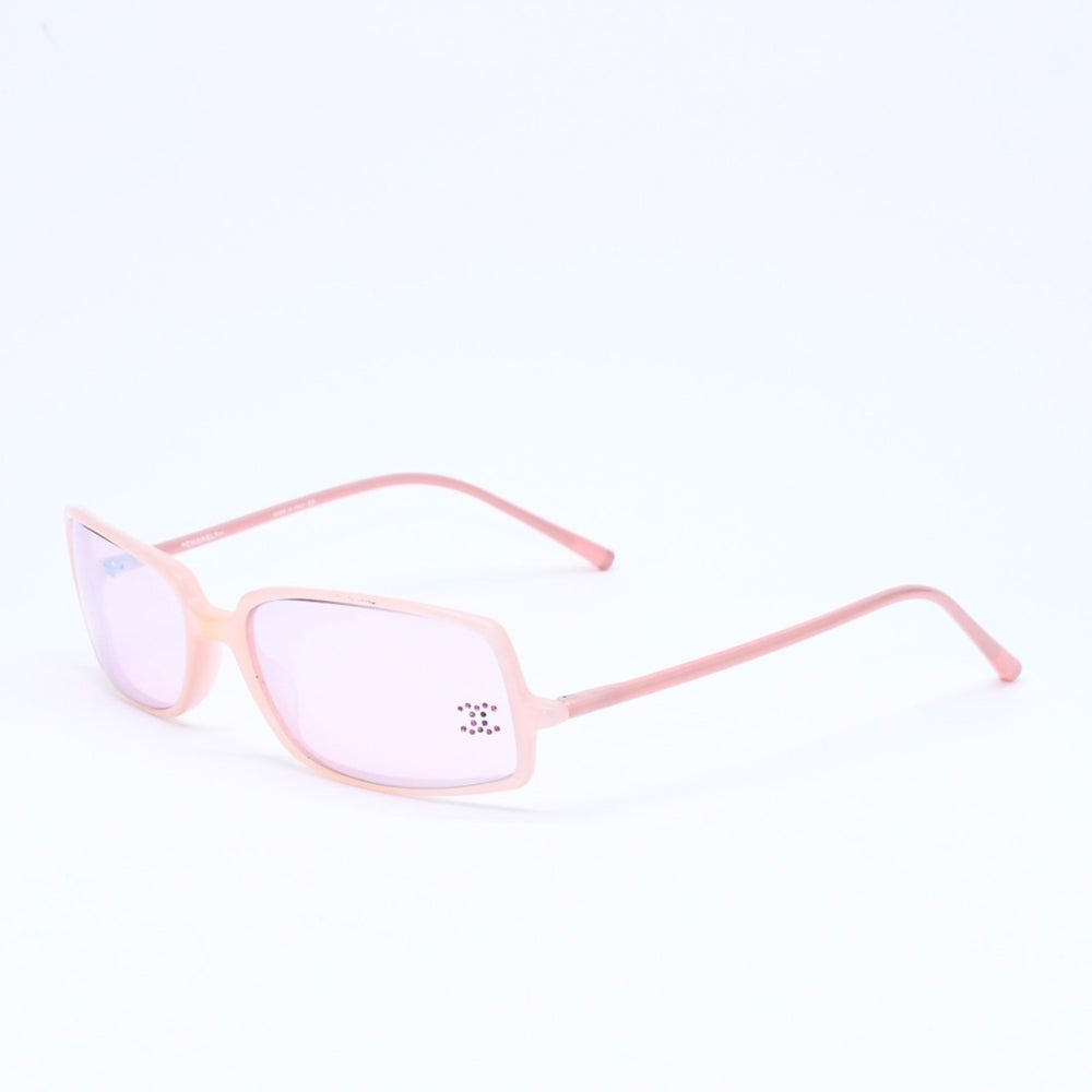 CHANEL シャネル スクエア型サングラス アイウェア 5043-B c.671/58 サイズ55□16 135 ココマーク ラインストーン クリアピンク 良品 中古 4a006206