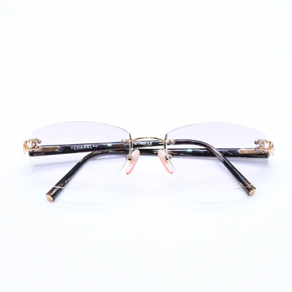 極美品 CHANEL シャネル リムレス サングラス アイウェア 2025 c.153 サイズ54□18 130 ココマーク マーブル パープル 中古 4a006179