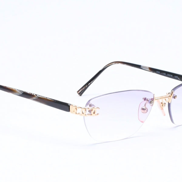 極美品 CHANEL シャネル リムレス サングラス アイウェア 2025 c.153 サイズ54□18 130 ココマーク マーブル パープル 中古 4a006179