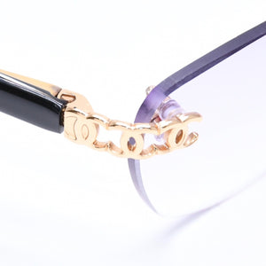 極美品 CHANEL シャネル リムレス サングラス アイウェア 2025 c.153 サイズ54□18 130 ココマーク マーブル パープル 中古 4a006179