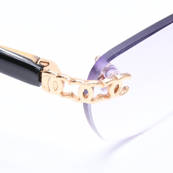 極美品 CHANEL シャネル リムレス サングラス アイウェア 2025 c.153 サイズ54□18 130 ココマーク マーブル パープル 中古 4a006179