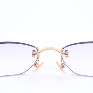 極美品 CHANEL シャネル リムレス サングラス アイウェア 2025 c.153 サイズ54□18 130 ココマーク マーブル パープル 中古 4a006179