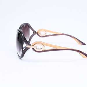 極美品 CHRISTIAN DIOR クリスチャンディオール DIORVOLYTE2F サングラス 40IJS サイズ62□15 120 ブラウン アイウェア ゴールド金具 中古 4a006202