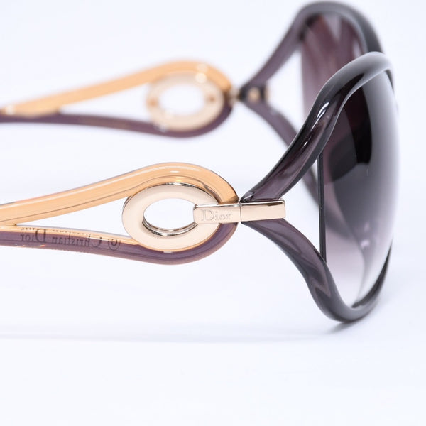 極美品 CHRISTIAN DIOR クリスチャンディオール DIORVOLYTE2F サングラス 40IJS サイズ62□15 120 ブラウン アイウェア ゴールド金具 中古 4a006202